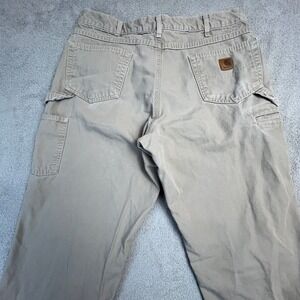 Carhartt Carpenter Utility Pants Mens 36x34 Loose Fit Canvas Khaki Tan